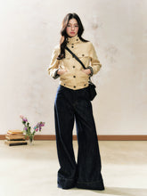 Khaki Suede Korean-Style Short Jacket - CHINASQUAD