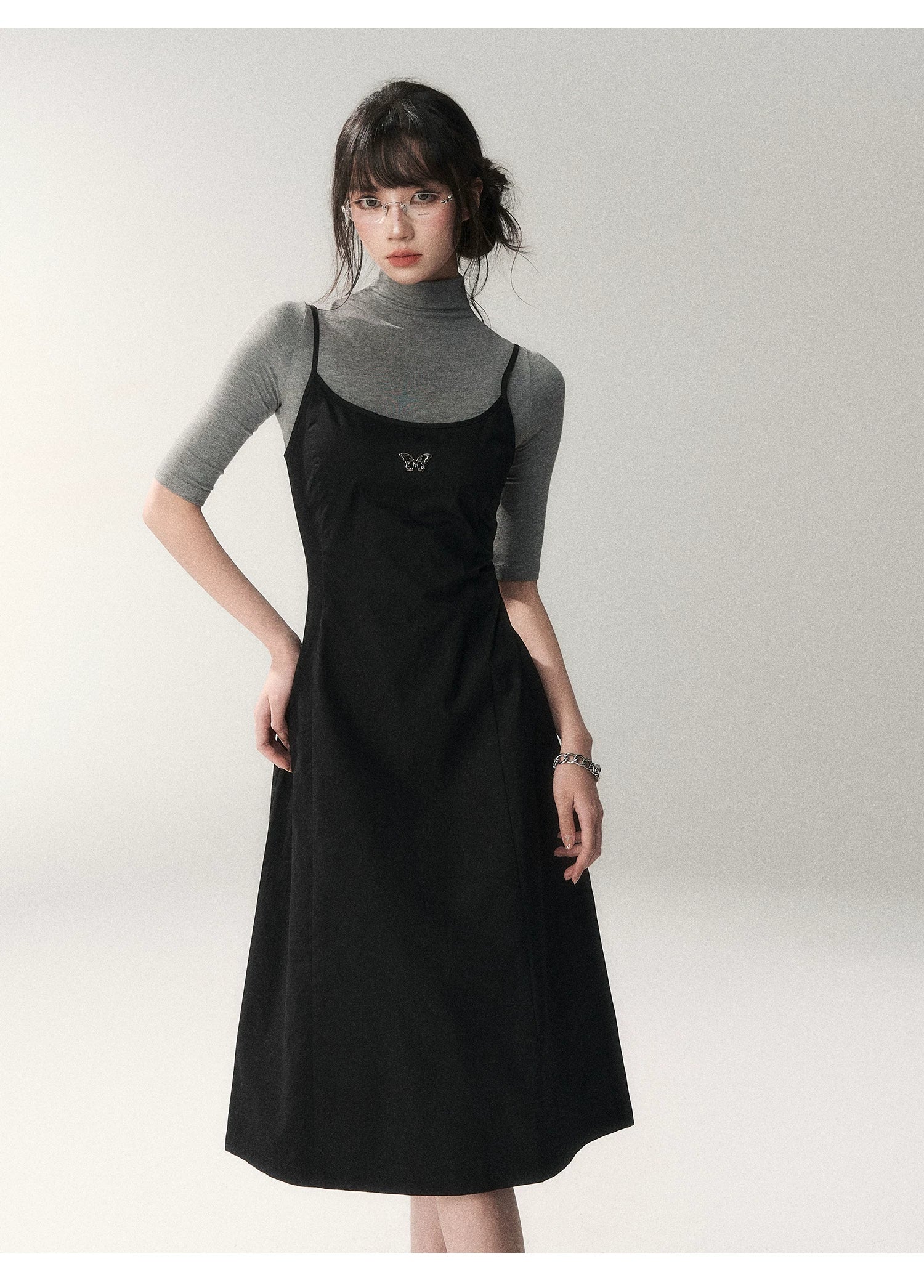 Minimalist Cotton A-Line Slip Midi Dress