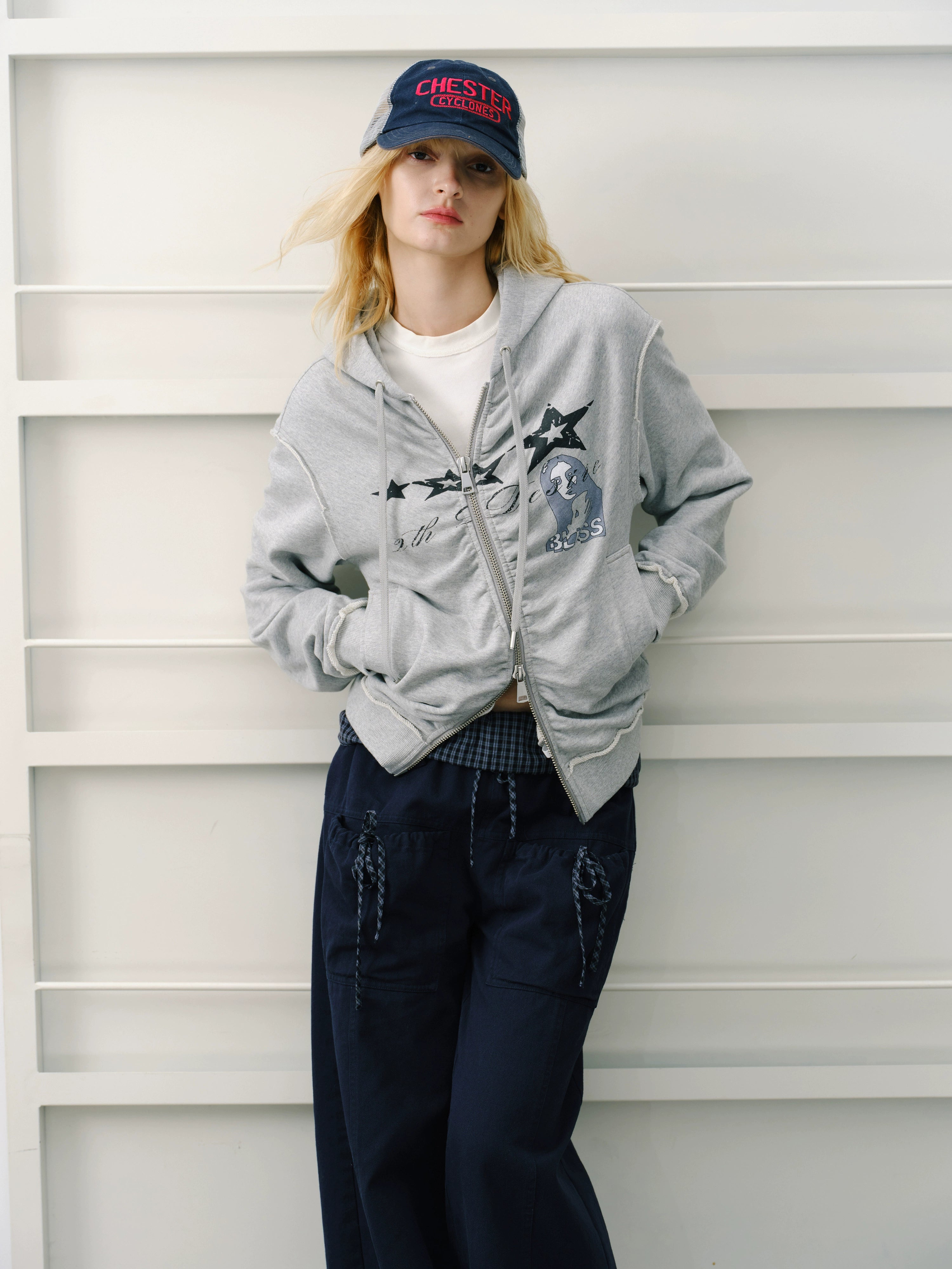 Washed Punk Zip-up Hoodie