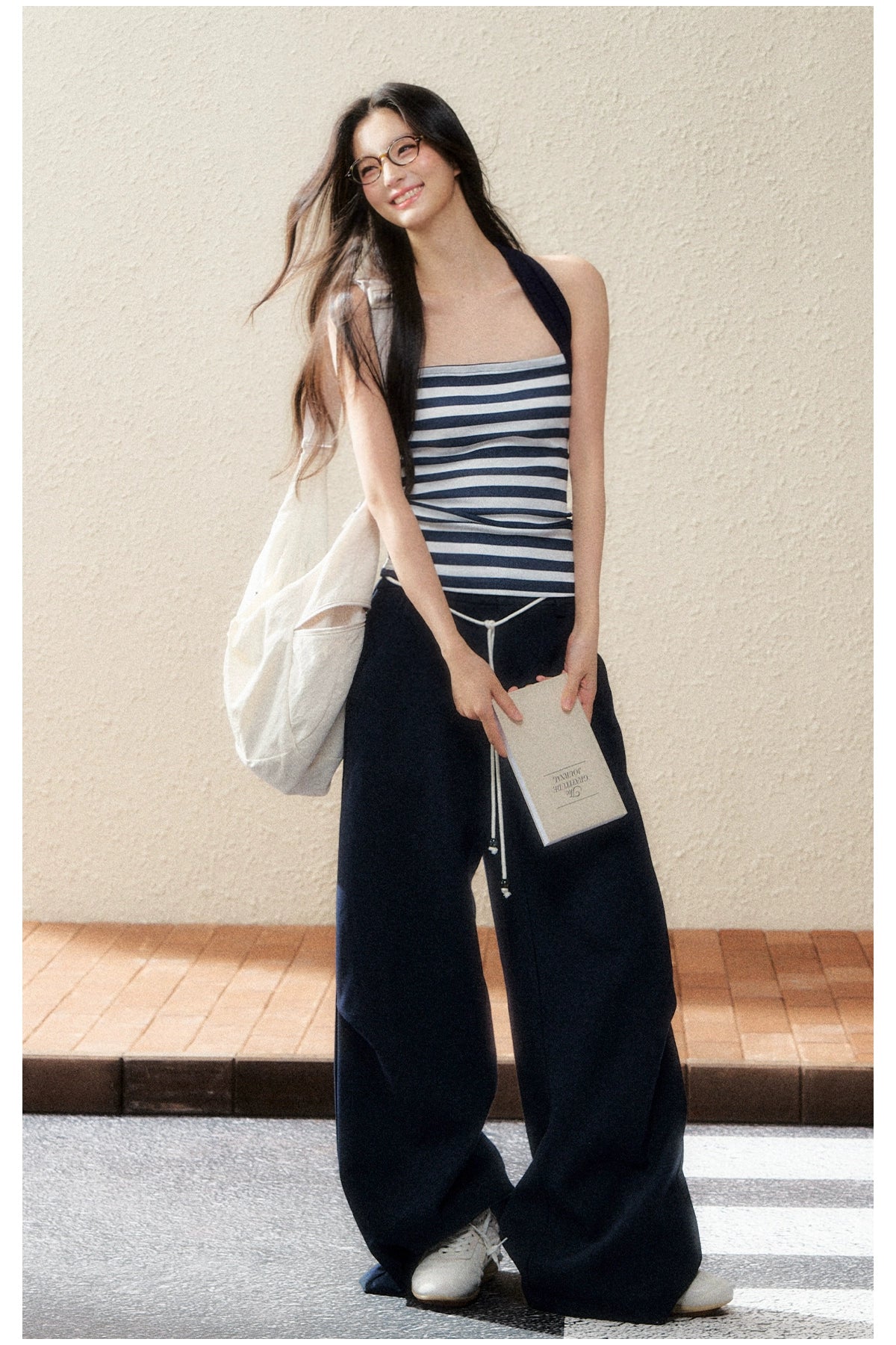 Midnight High-Waist Wide-Leg Trousers - CHINASQUAD