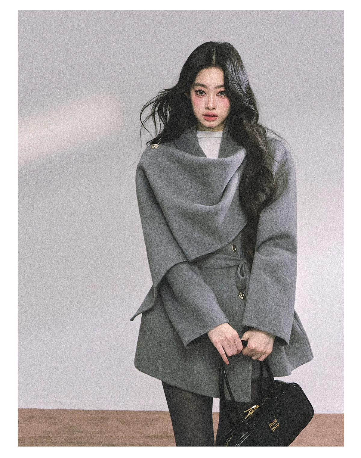 French British-Style Wool Coat