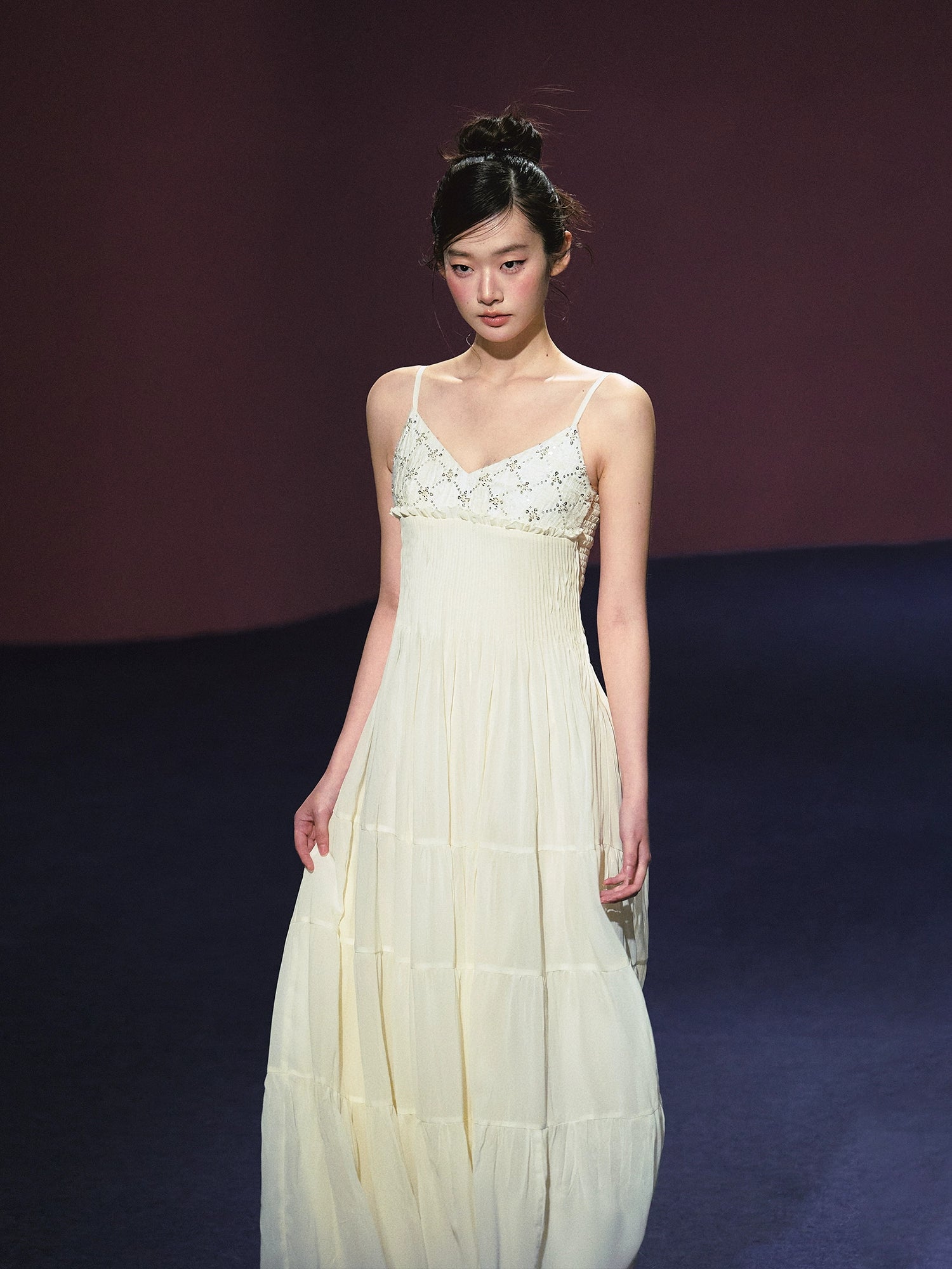 Embroidered V-Neck Slip Dress - CHINASQUAD