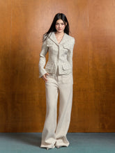 Navy Collar White Tweed Jacket - CHINASQUAD