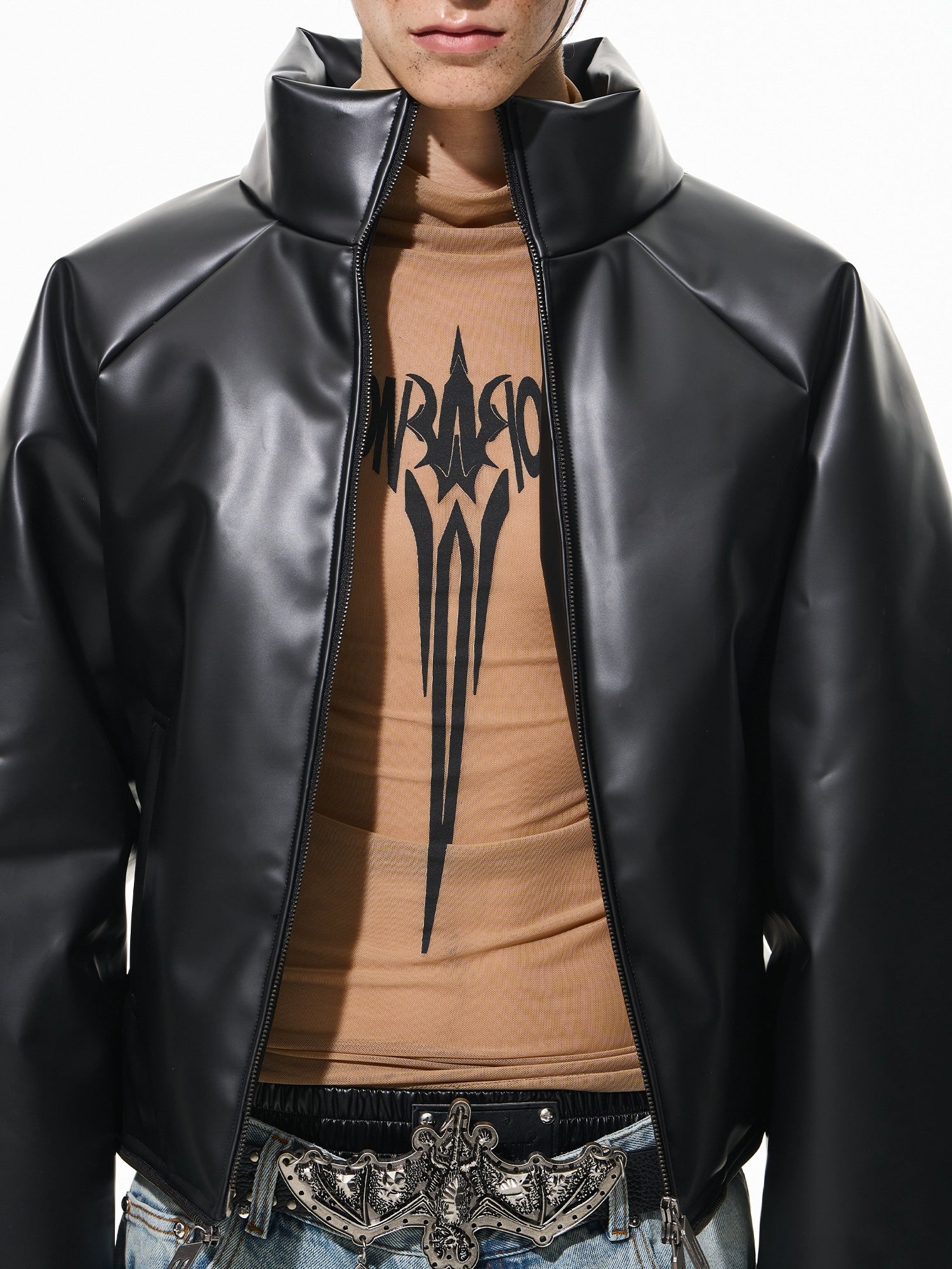 Black Oversized Raglan Sleeve Zipper Puffer Jacket - CHINASQUAD