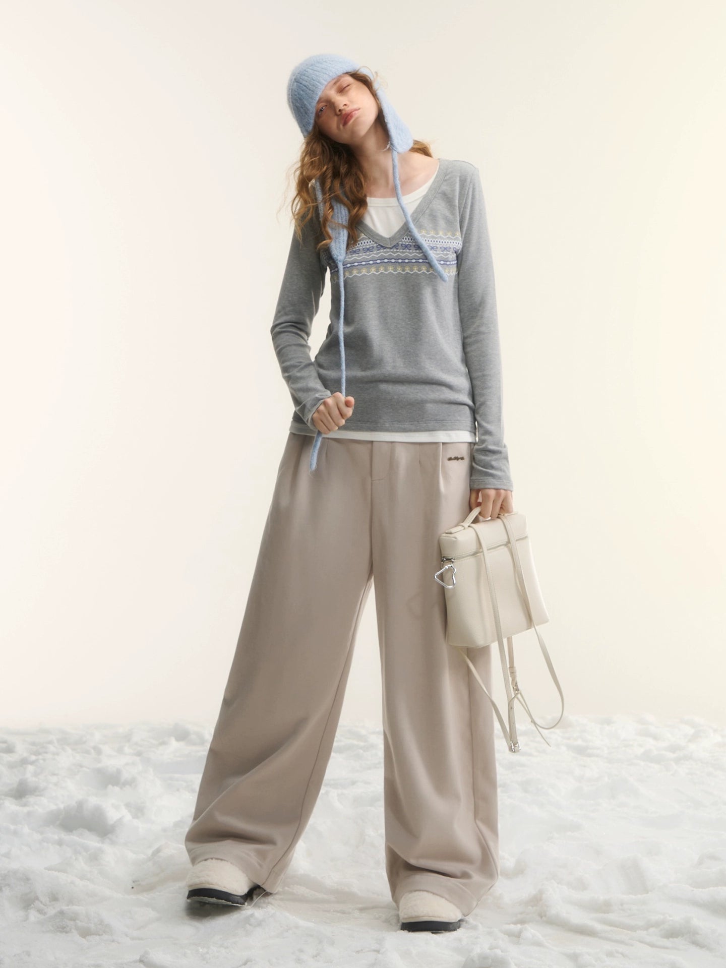 Contrast-Layered Long-Sleeve Tee