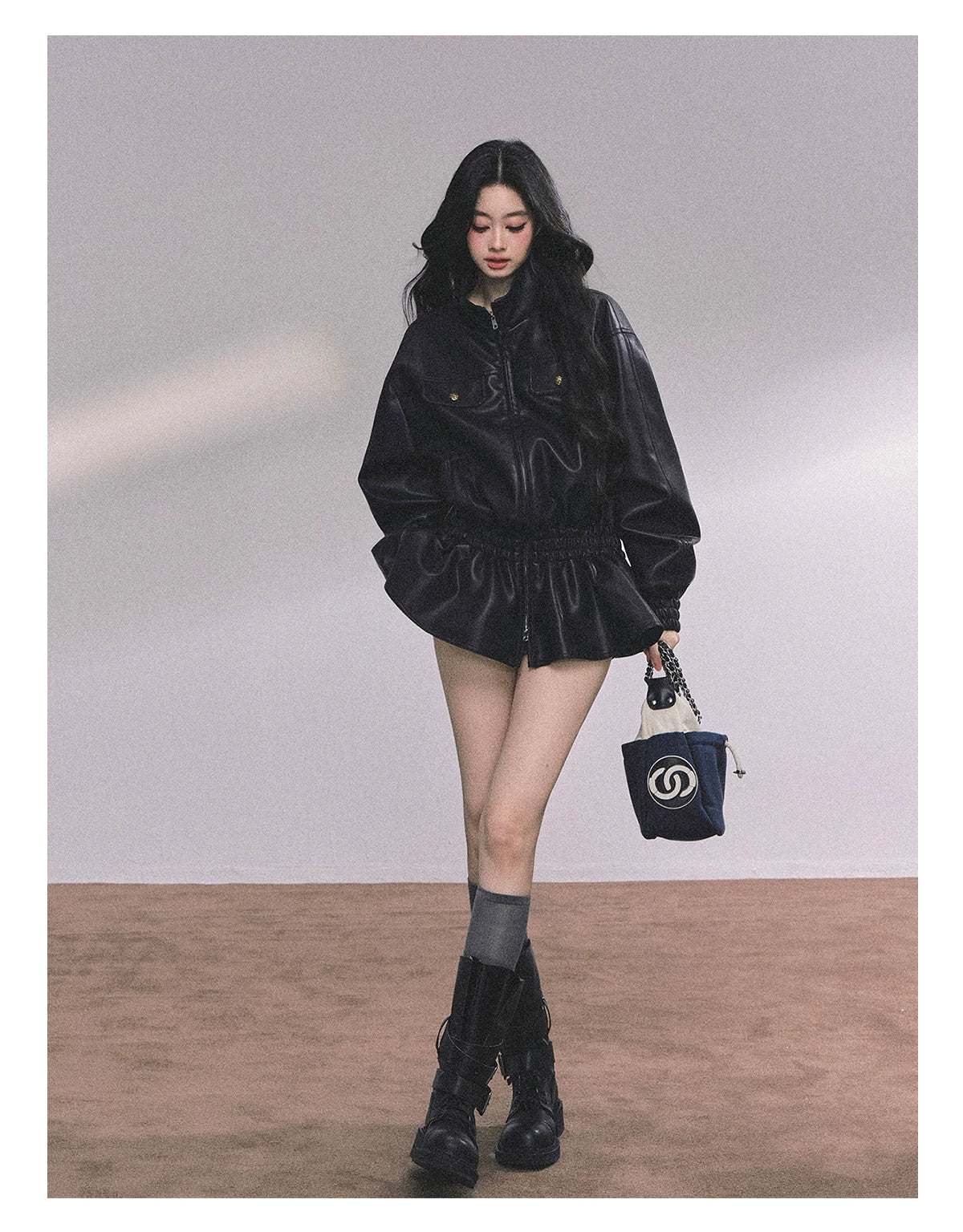 Desert Edge PU Leather Stand-Collar Jacket