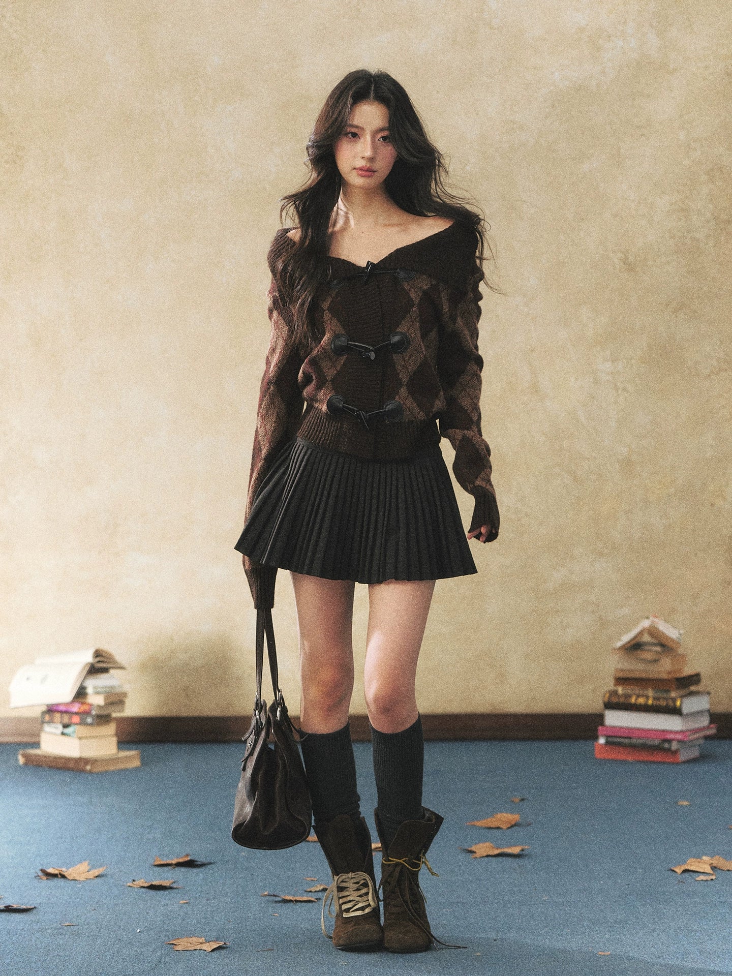 Vintage Two-Tone Toggle Knit Sweater