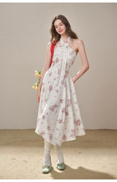 Rose Pleats Halter Midi Dress - CHINASQUAD