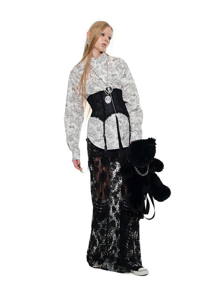 Black & White Tattoo Print Shirt - CHINASQUAD