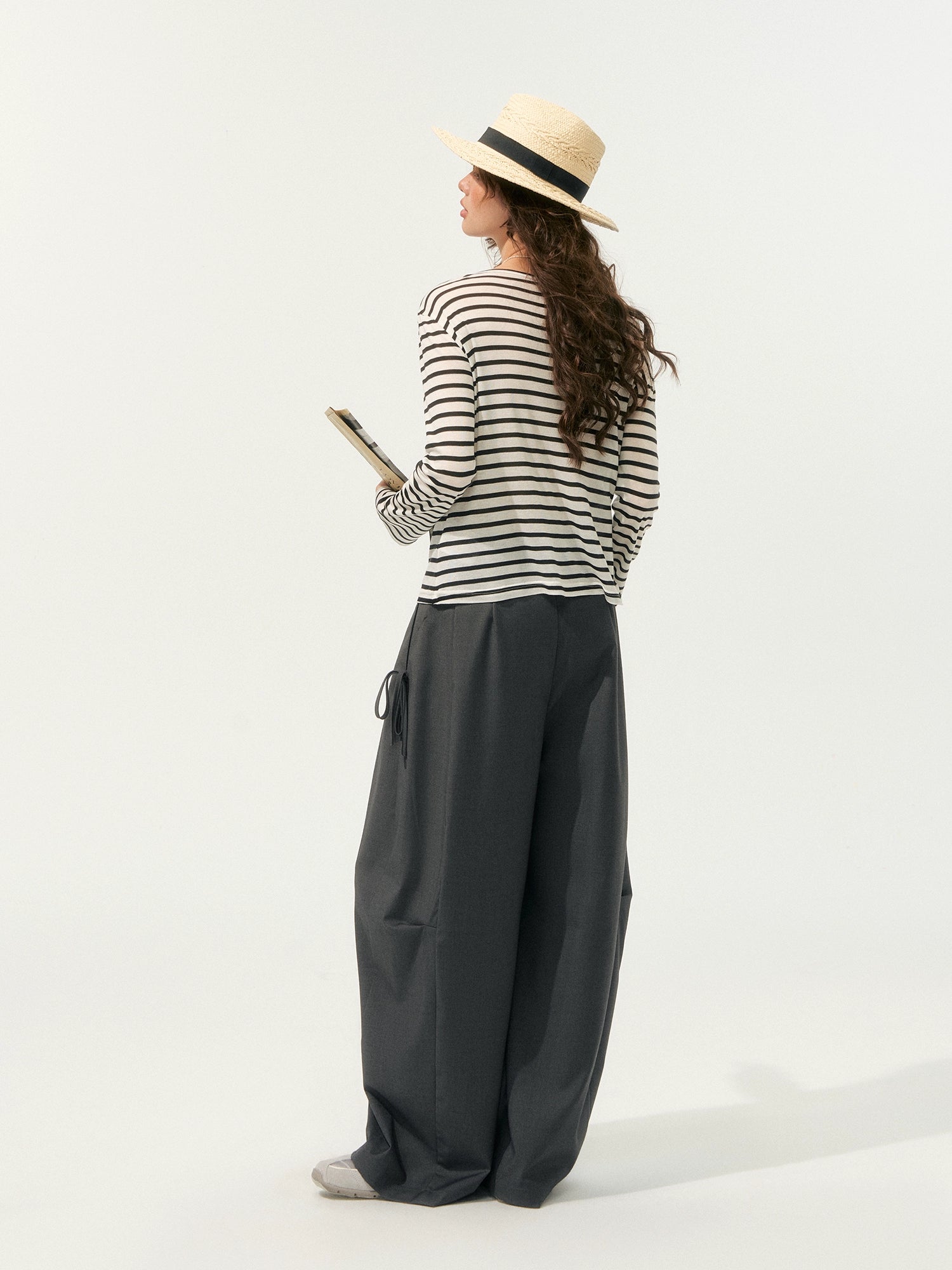 Fake Two-Piece Striped V-Neck Blouse - CHINASQUAD