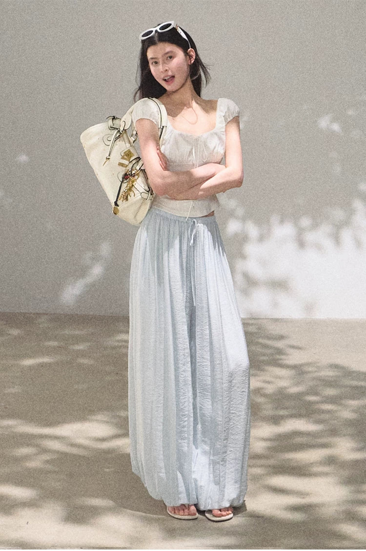 Silk-Blend Relaxed Wide-Leg Trousers