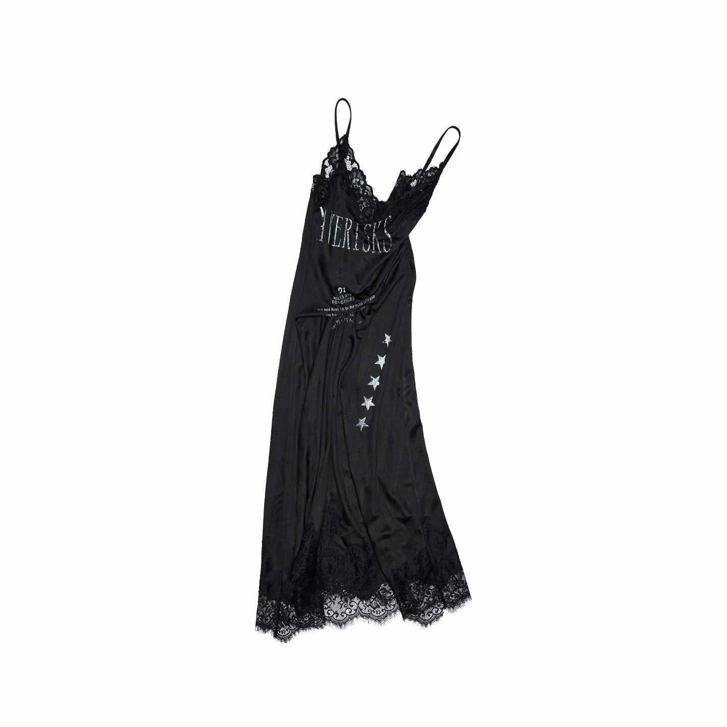 Letter-printed Spliced Lace Camisole Dress
