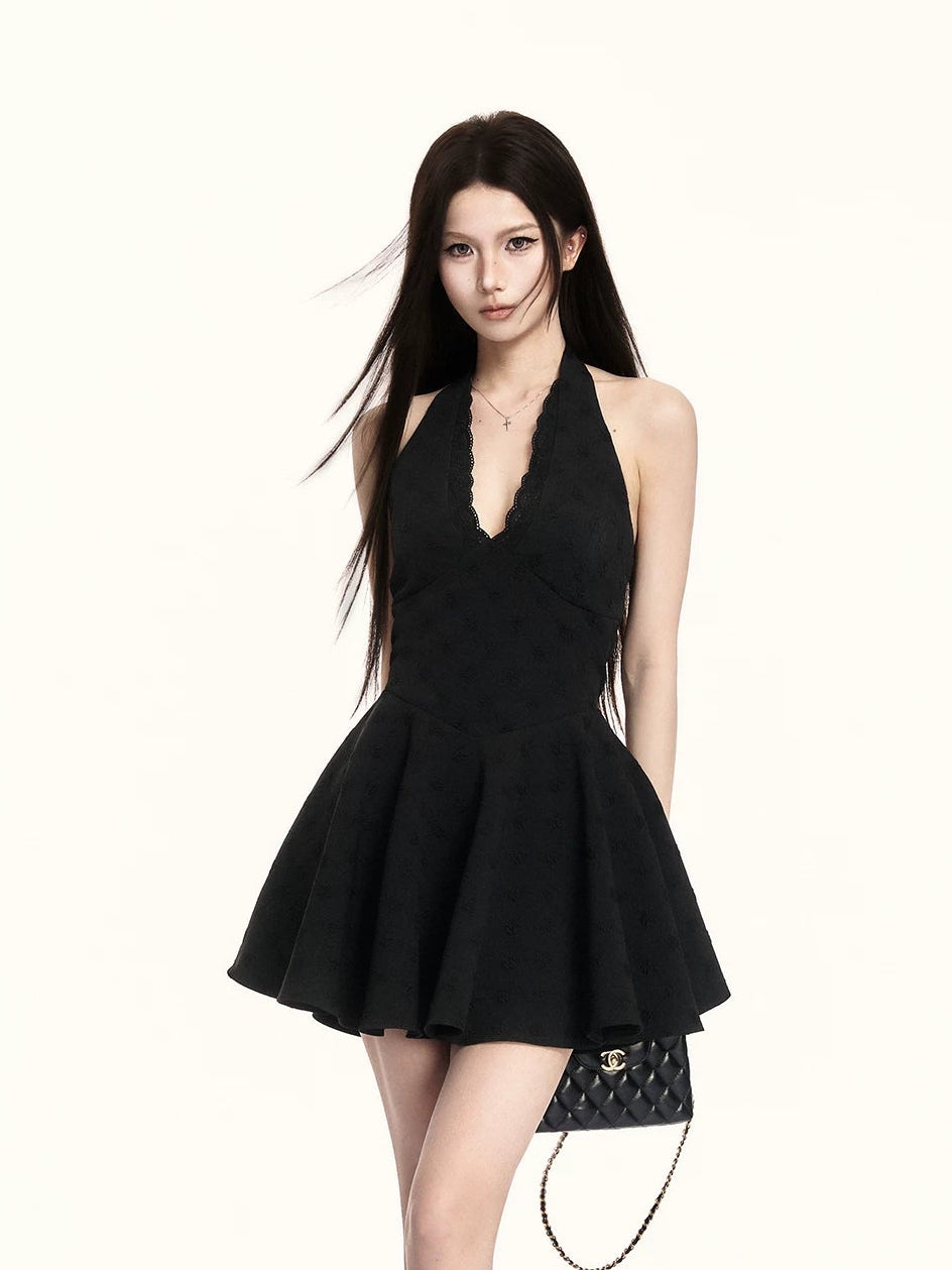 VOCK Vintage Lace Halter Mini Dress – view 3