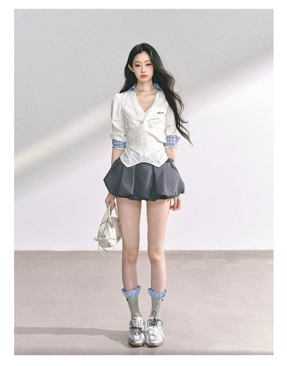 American-Style High-Waist Bubble Mini Skirt