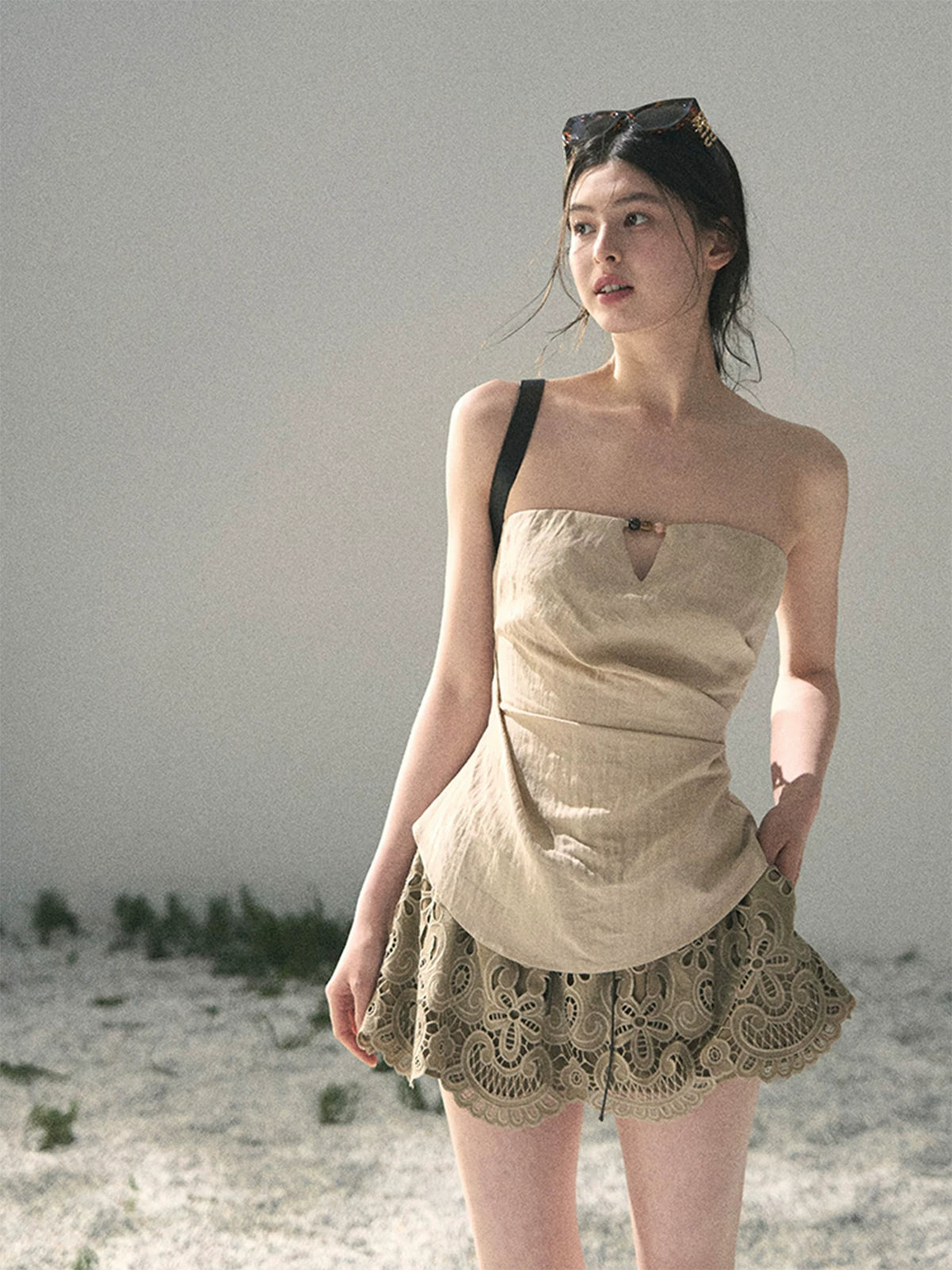French Strapless V-Neck Corset Top