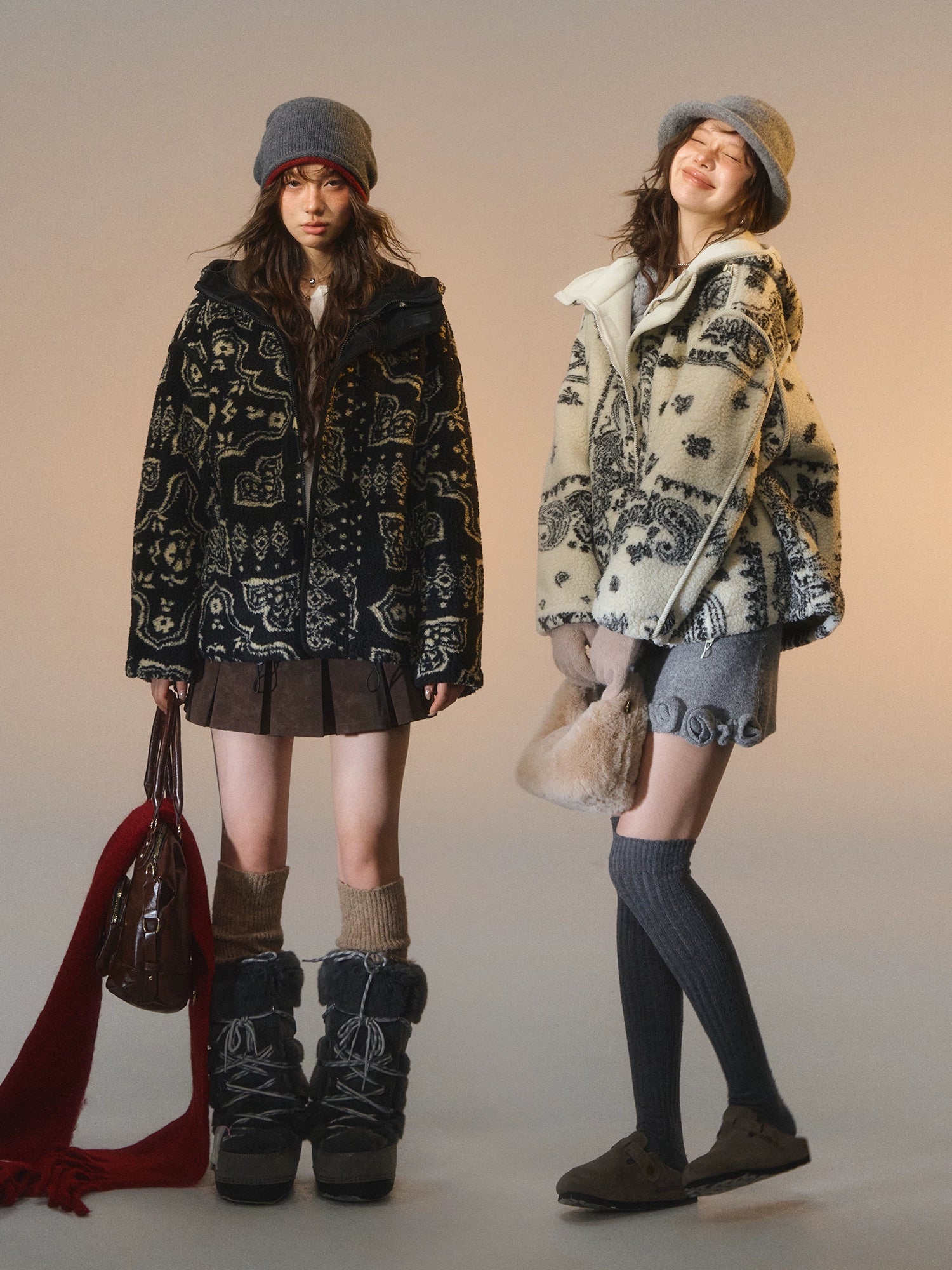 Jacquard Fleece Hooded Casual Jacket