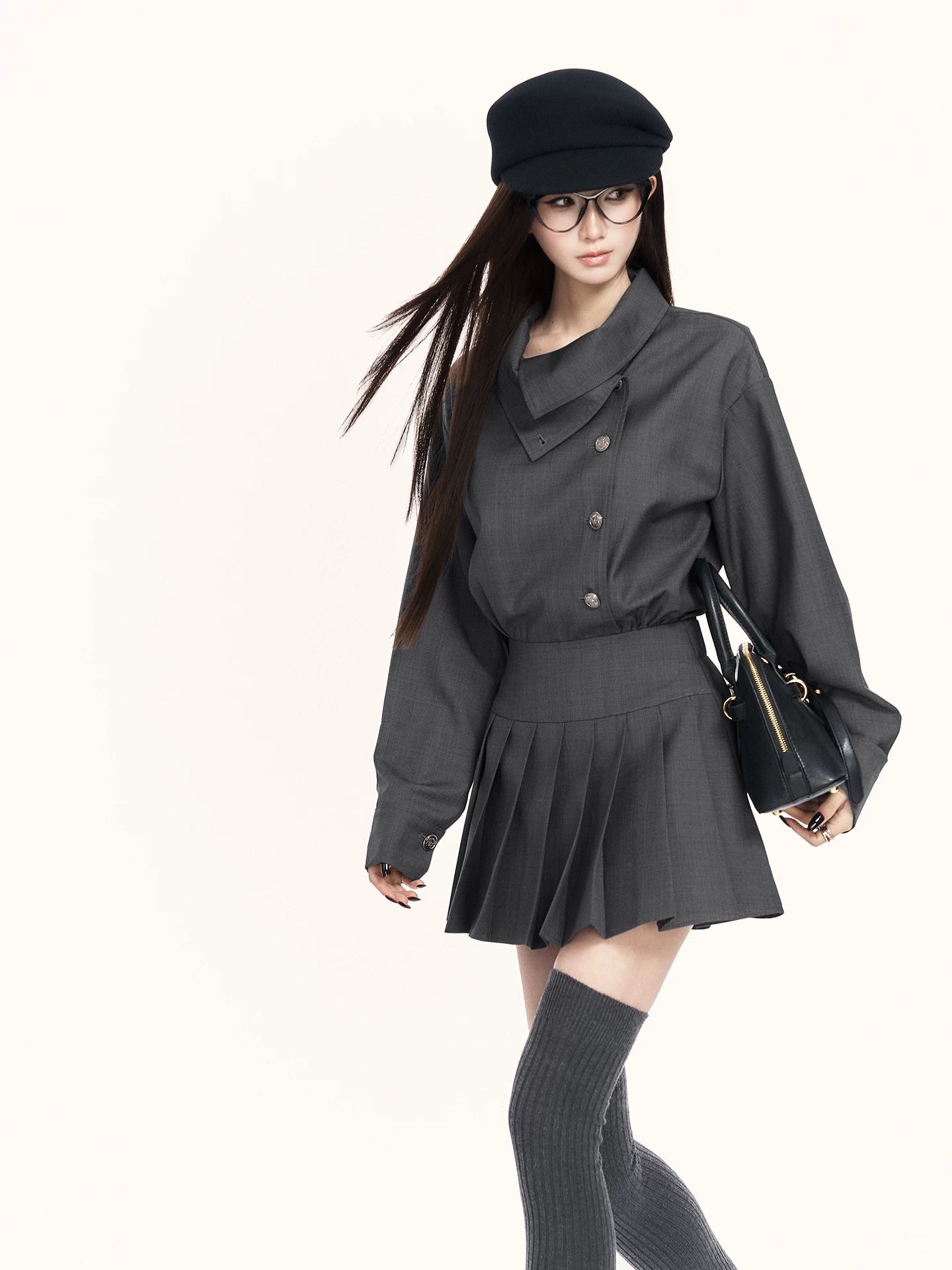 Trench-Inspired Pleated Waist Dress