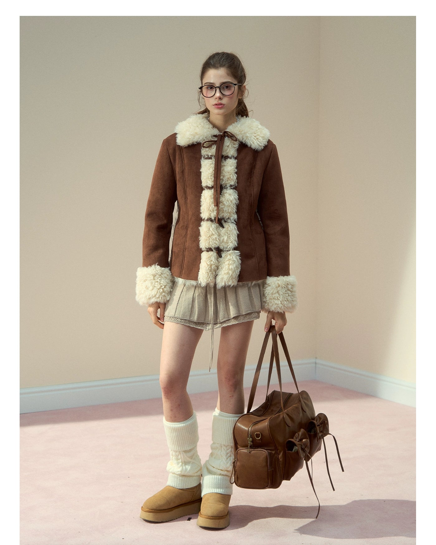 Vintage Faux Suede Shearling Toggle Jacket - CHINASQUAD