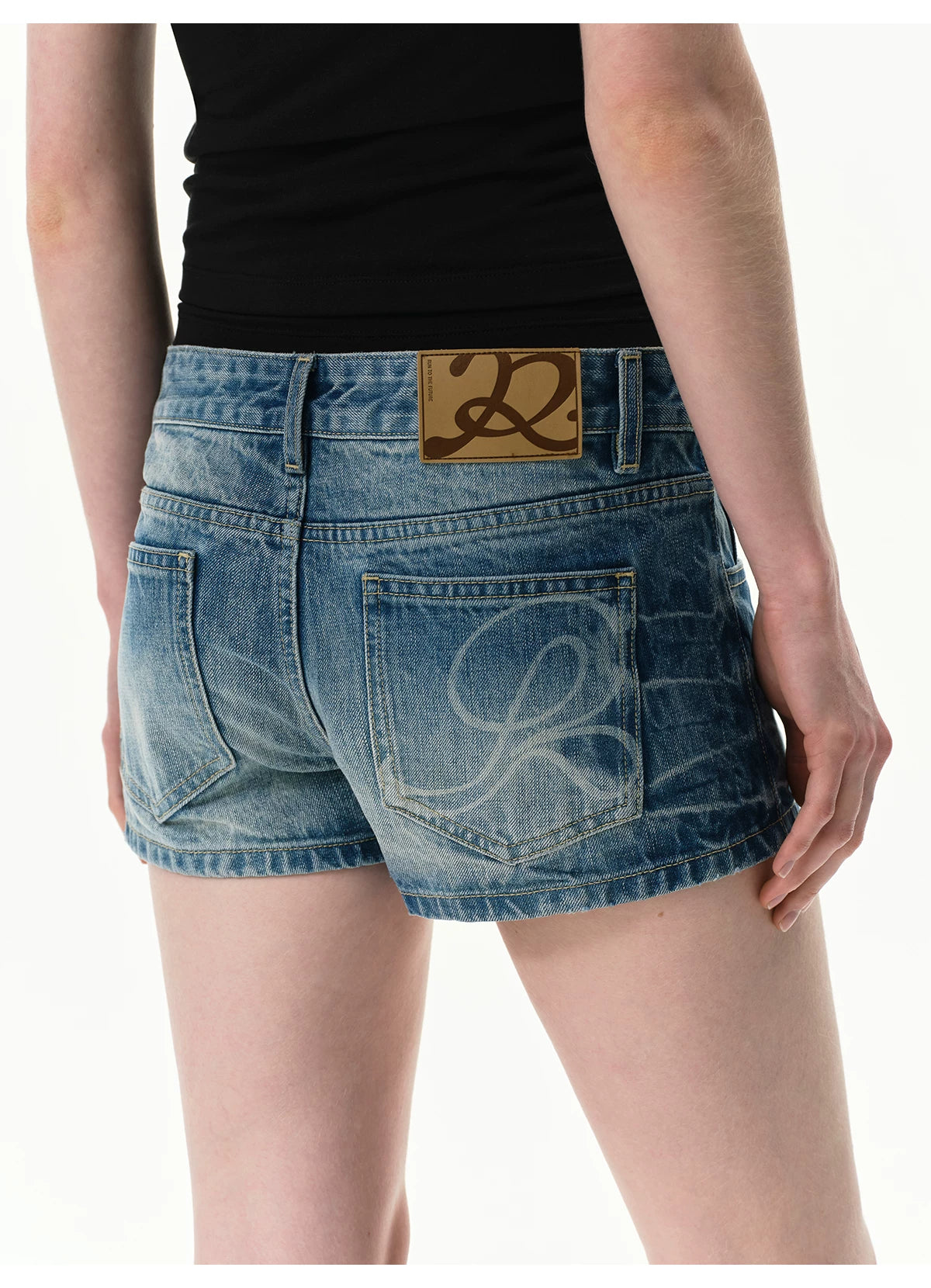 Vintage Washed Low-Rise Denim Shorts