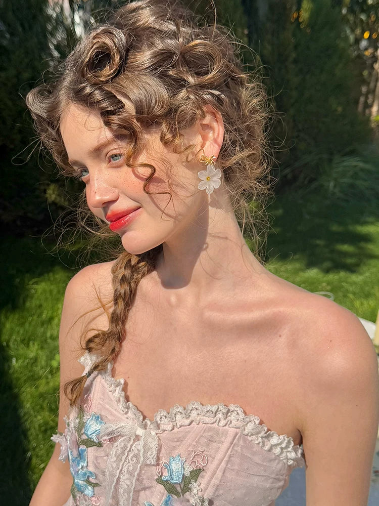 Blue Lily Strapless Corset Top & Mesh Skirt Set