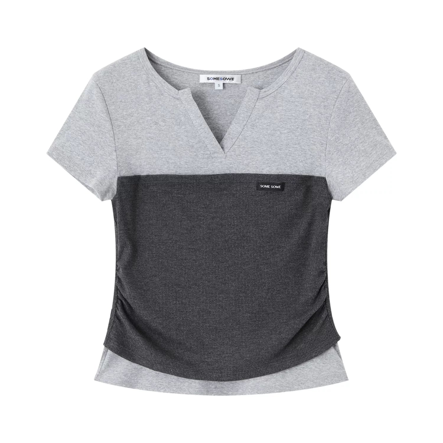 Layered Bandeau-Effect V-Neck Short Sleeve Top & Ruched Panel Lounge Flared Pants Set