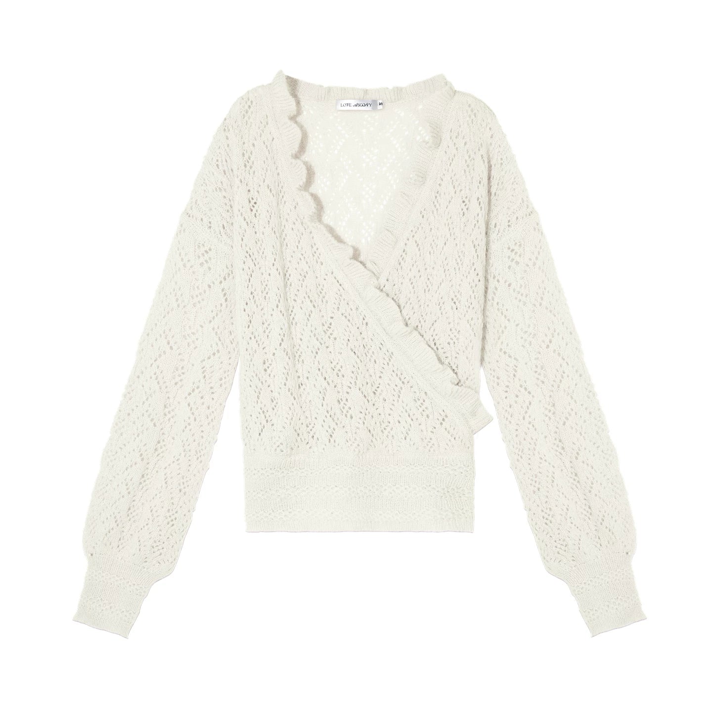 Ruffled Wool-Blend Mohair Openwork Knit Cardigan