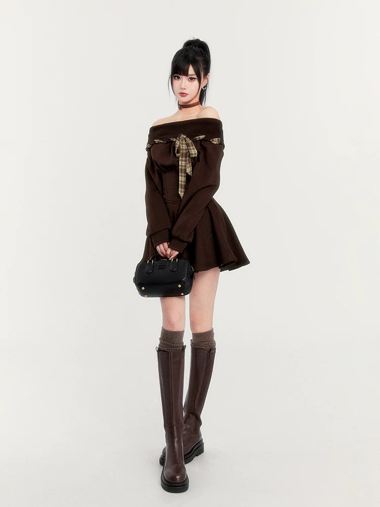 Fleece Waist-Cinching Sweatshirt Dress