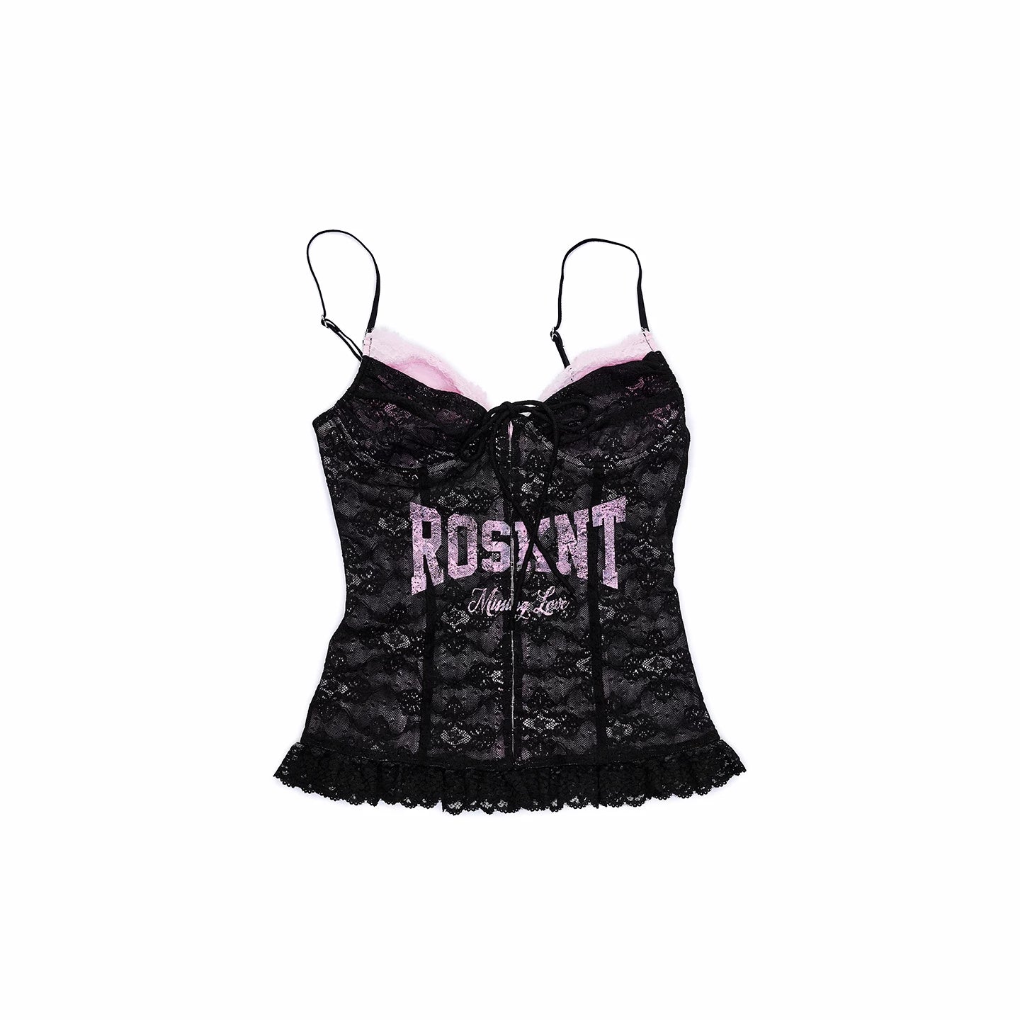 Lace-Up Letter Print Corset Camisole