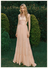 Tia Beaded Halter Chiffon Midi Dresses - CHINASQUAD