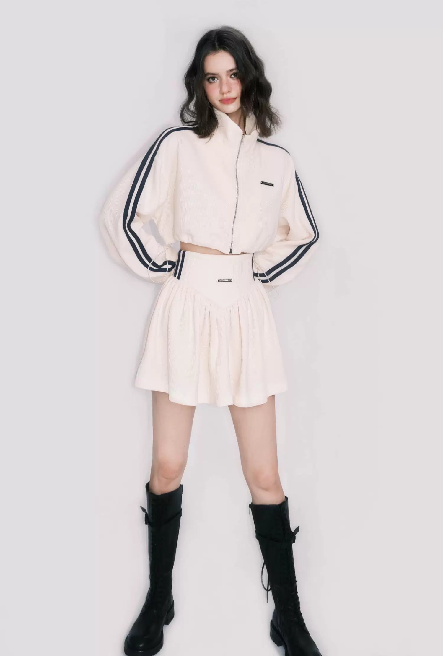 Tennis Waffle Sweatshirt & Mini Skirt Set