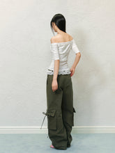 Color Block Large Pocket Lace Work Pants - CHINASQUAD