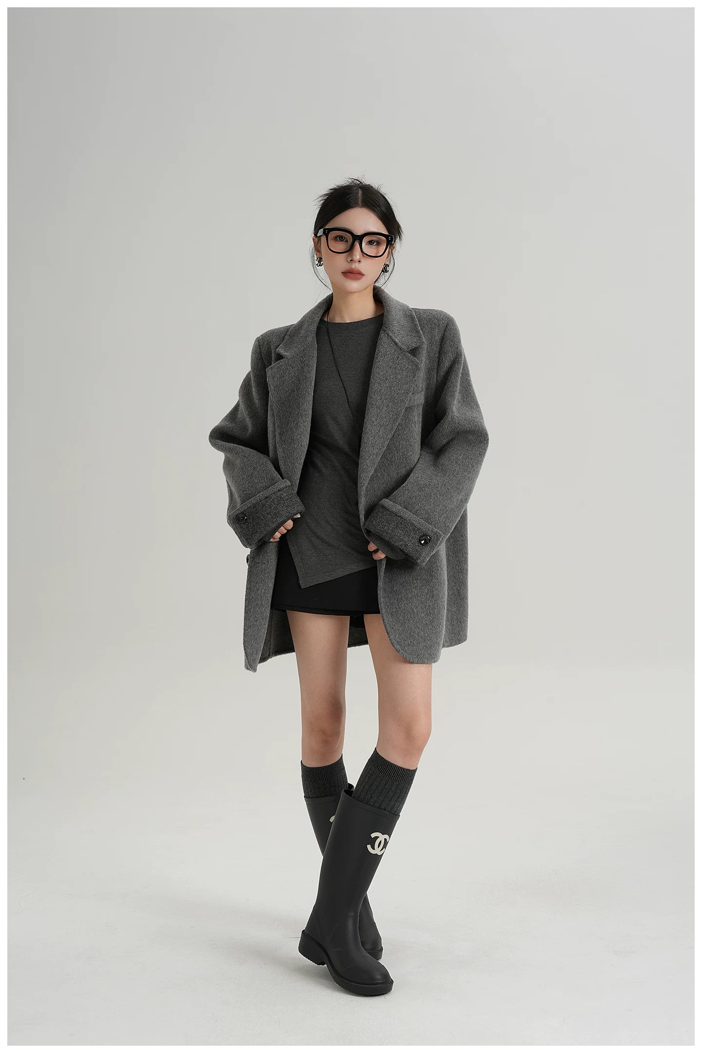 Mid-Length Double-Faced Wool Blazer