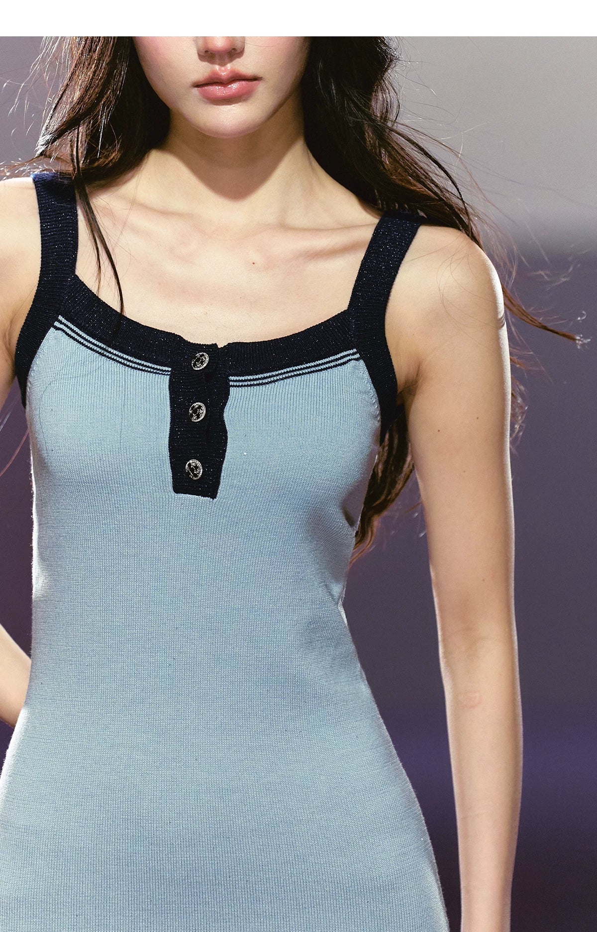 Striped Deep V Knit Dress & Cardigan Set