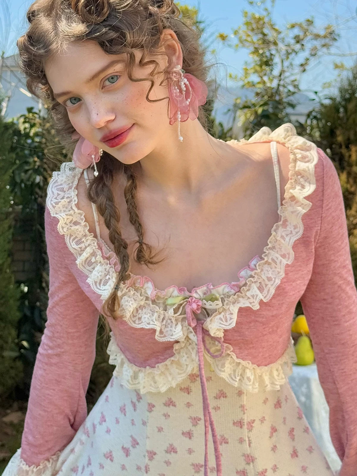 Rose Petite Florist Knit Dress & Cardigan Set