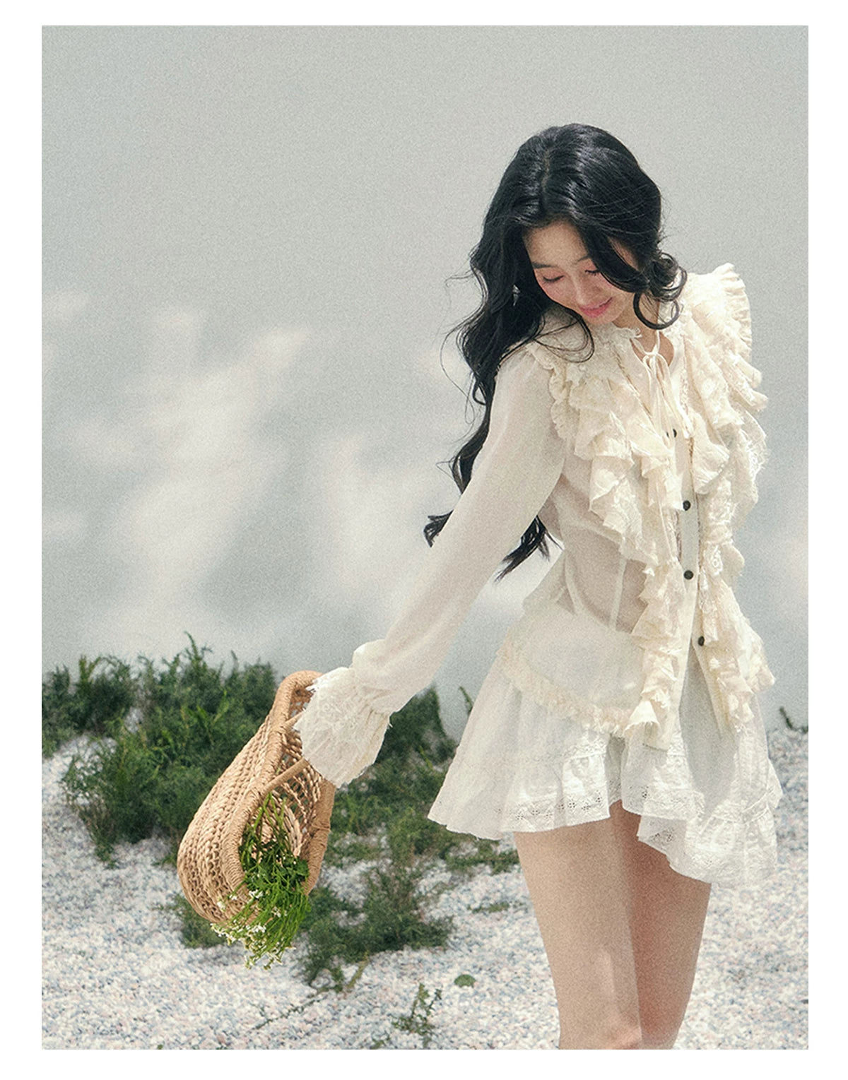 Vintage Lace Ruffle Shirt