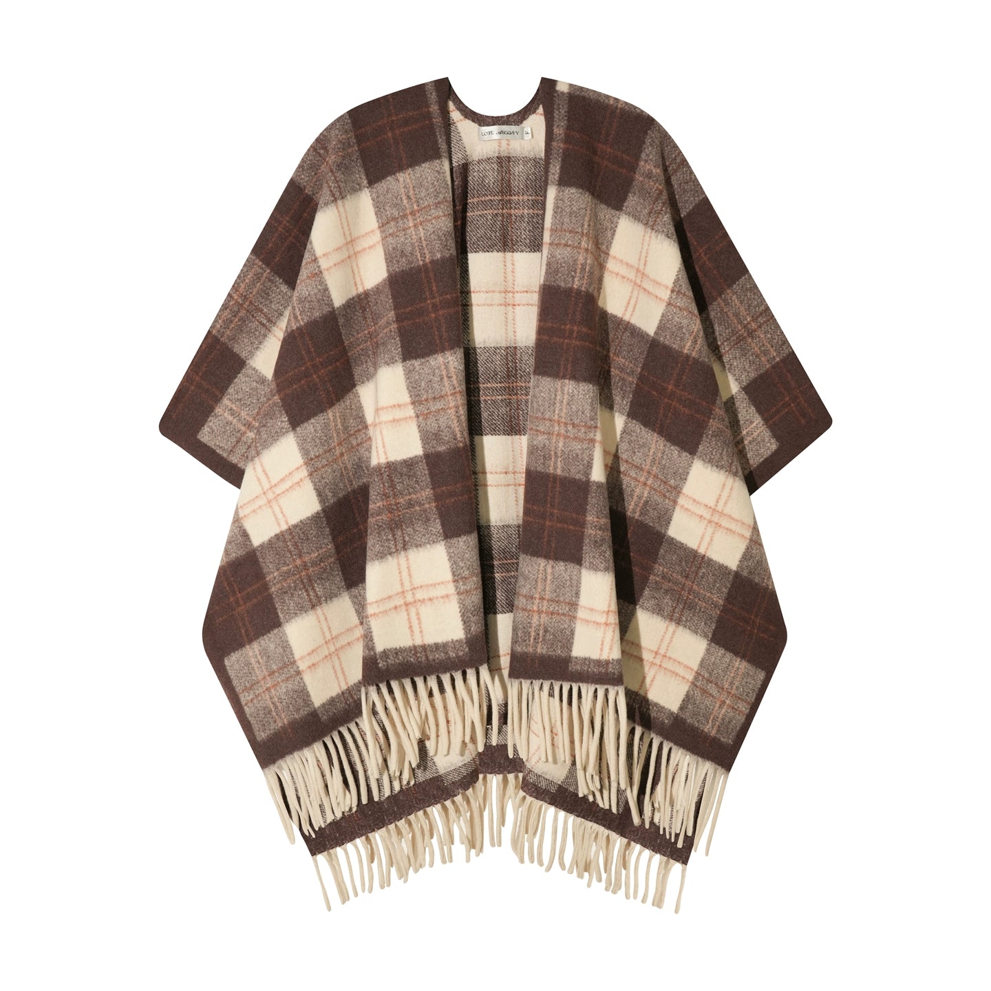 Vintage Plaid Fringe Shawl Scarf