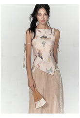Butterfly Print Tank Top & Skirt Set - CHINASQUAD