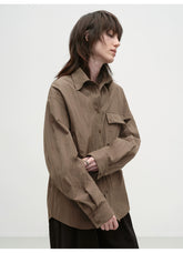 Vintage Brown Textured Overshirt - CHINASQUAD