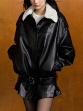 Color-Blocked Detachable Faux Fur Collar Jacket - CHINASQUAD
