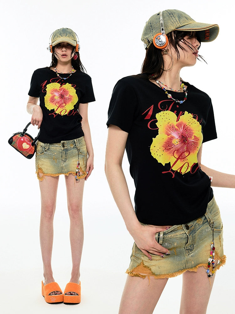 Fruit Printed Rhinestone T-shirt - CHINASQUAD