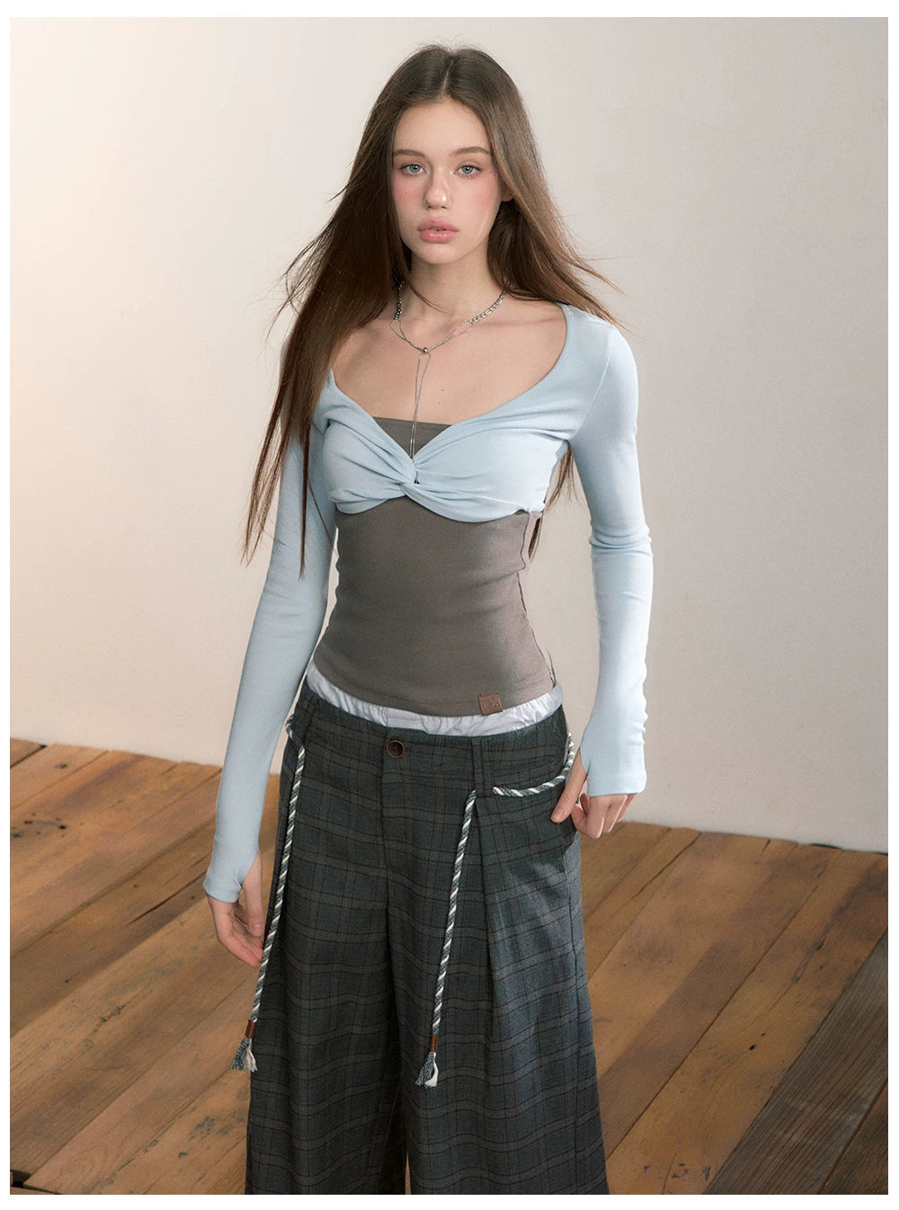 Tube-Top Slim-Fit Long Sleeve T-Shirt