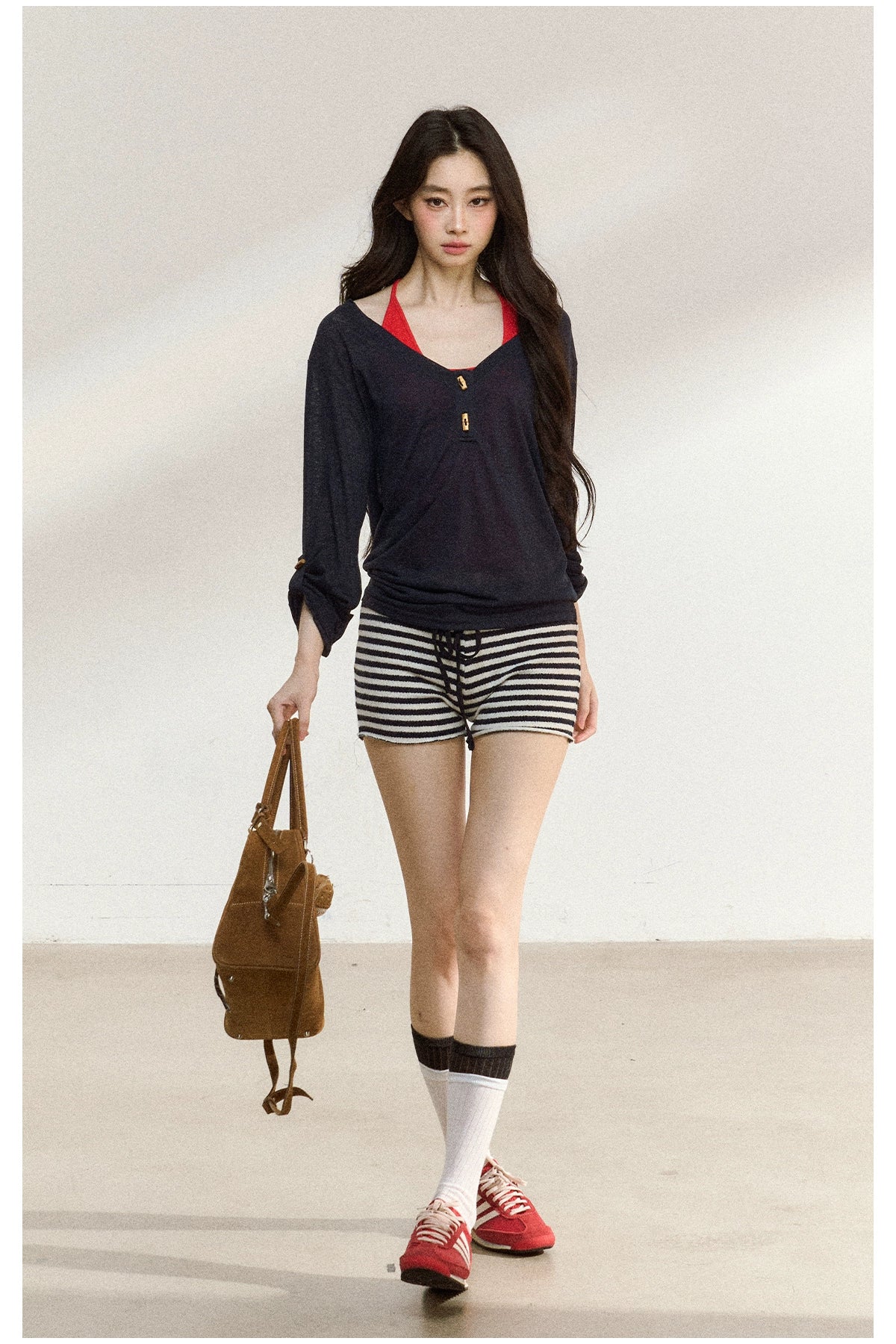 Textured Silk-Blend V-Neck Pullover & Tank Top Set - CHINASQUAD