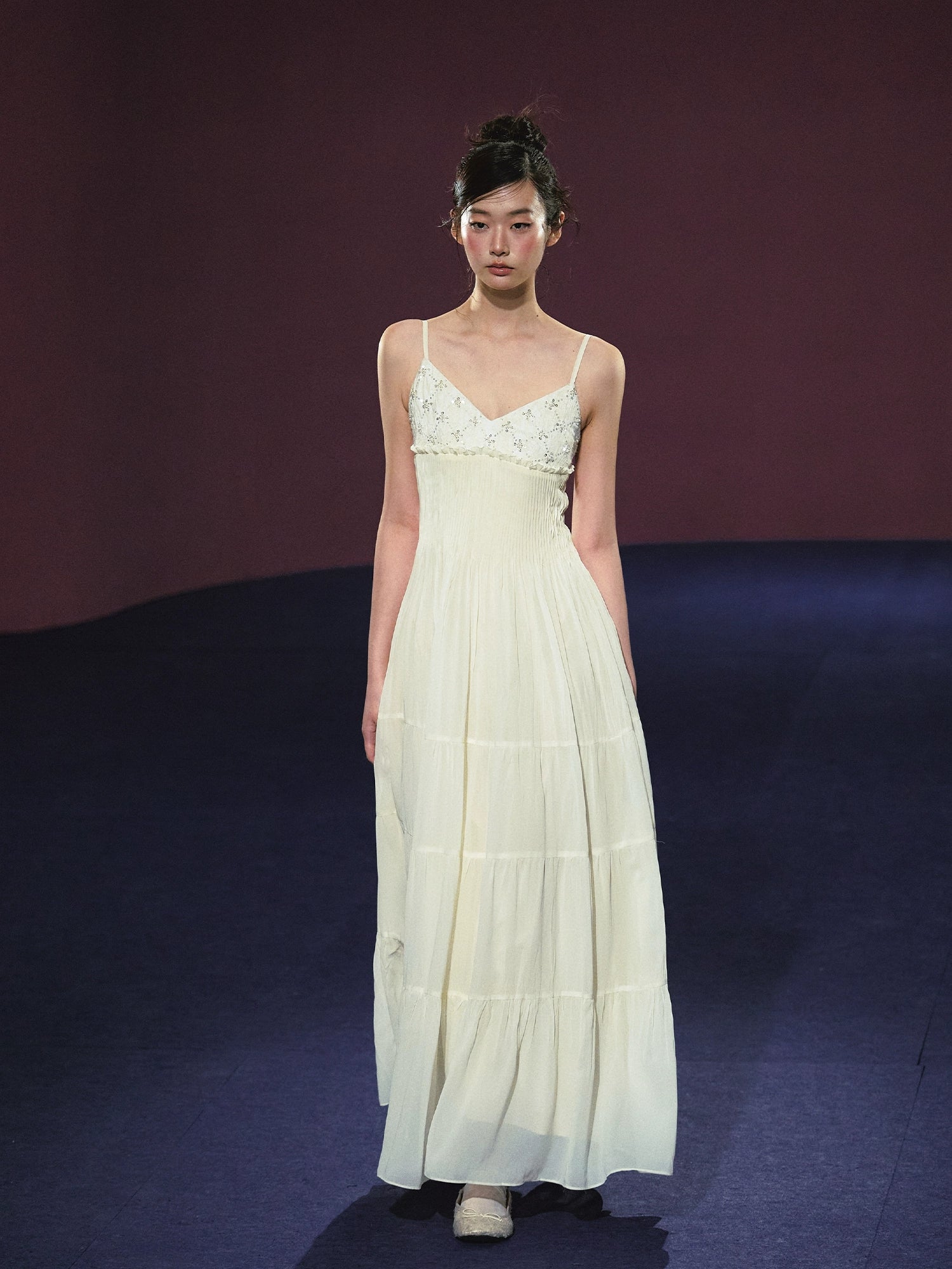 Embroidered V-Neck Slip Dress - CHINASQUAD