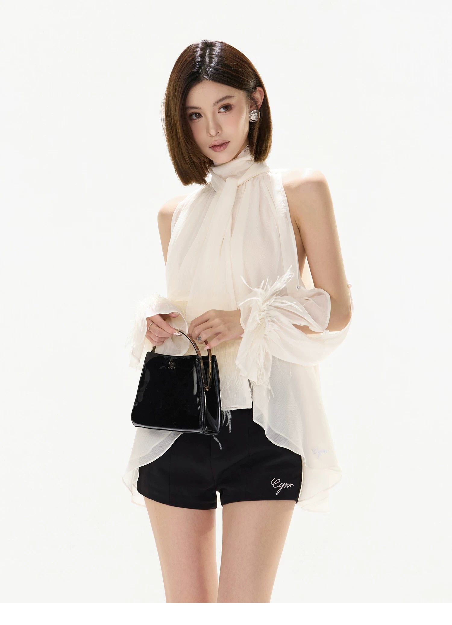 Vintage Court Halterneck Chiffon Sleeveless Blouse