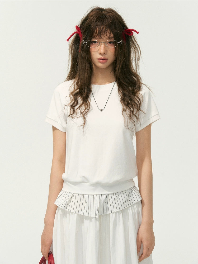 Stripe Patchwork Raglan Sleeve T-shirt