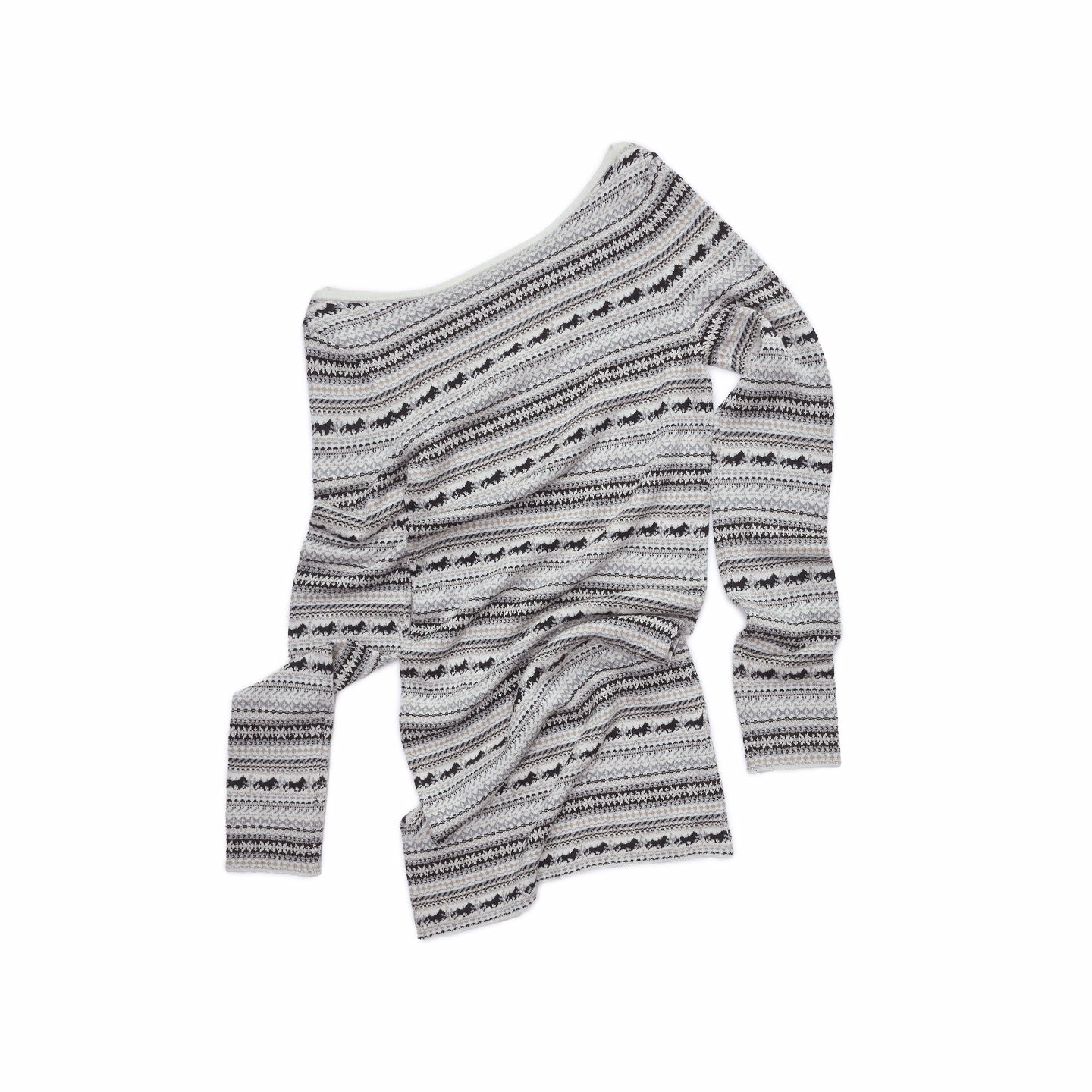 Fair Isle Off-Shoulder Jacquard Knit Dress