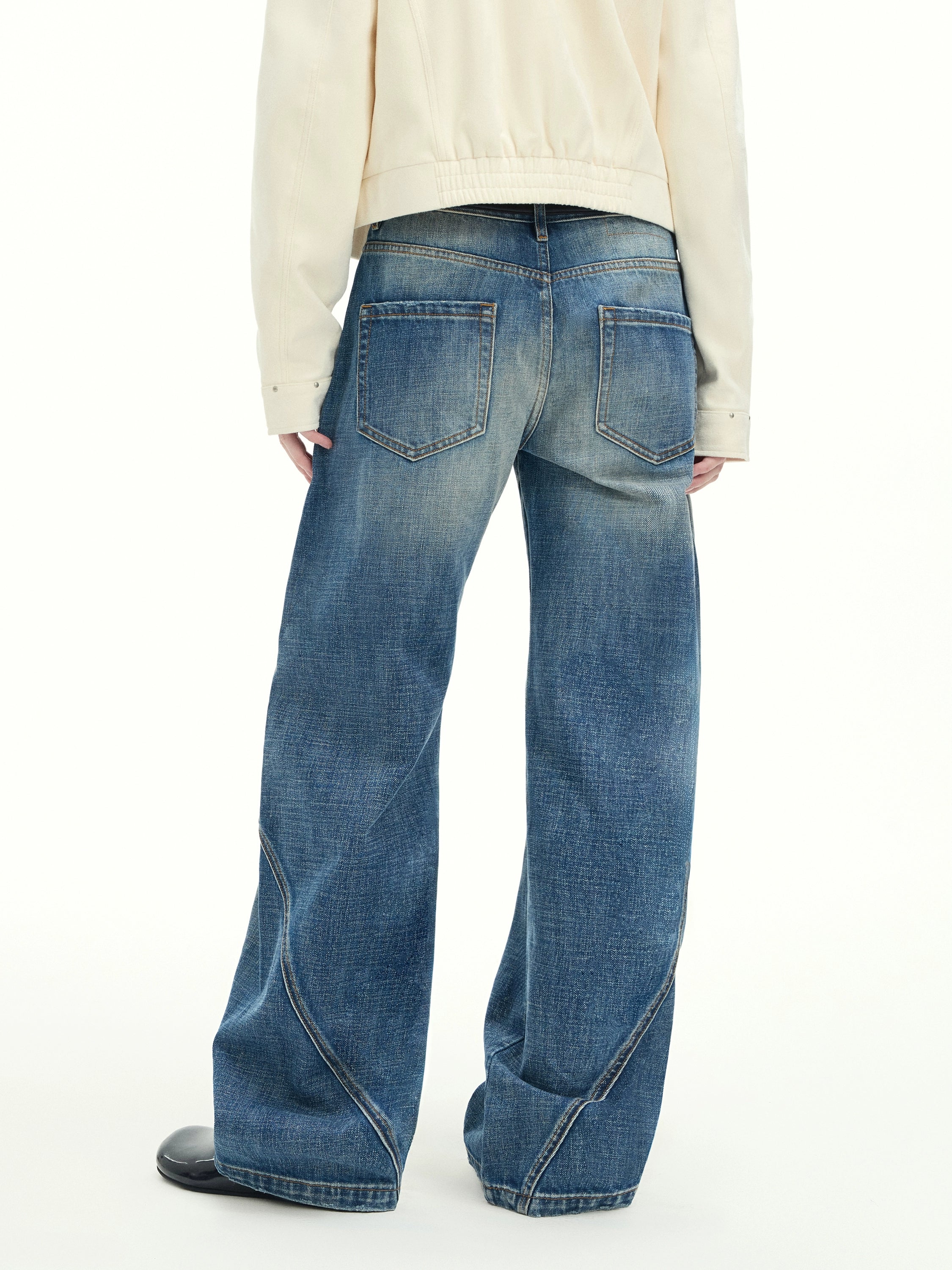 Vintage Washed Wide-Leg Denim Pants