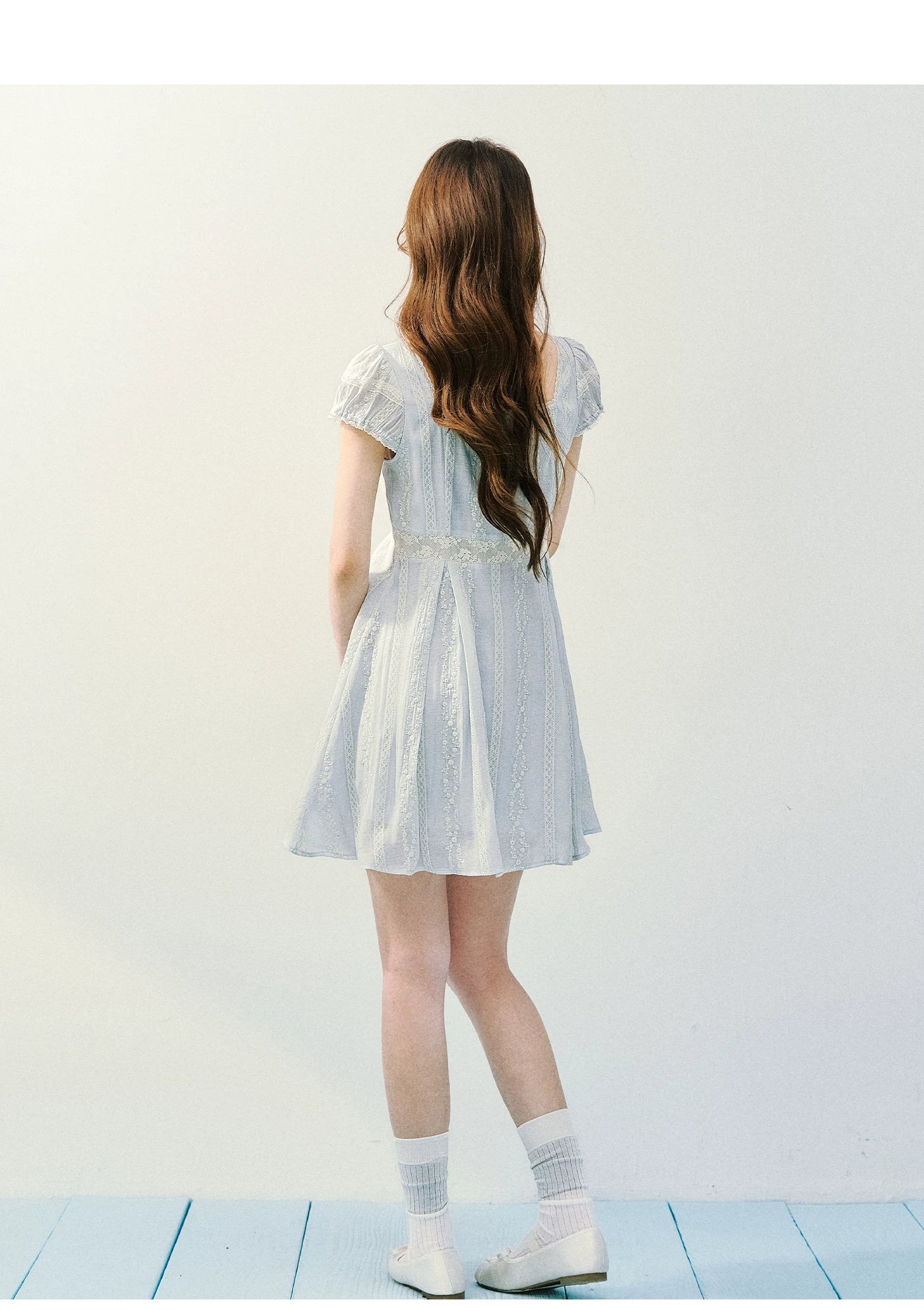 Vintage Lace Panel V-Neck Dress