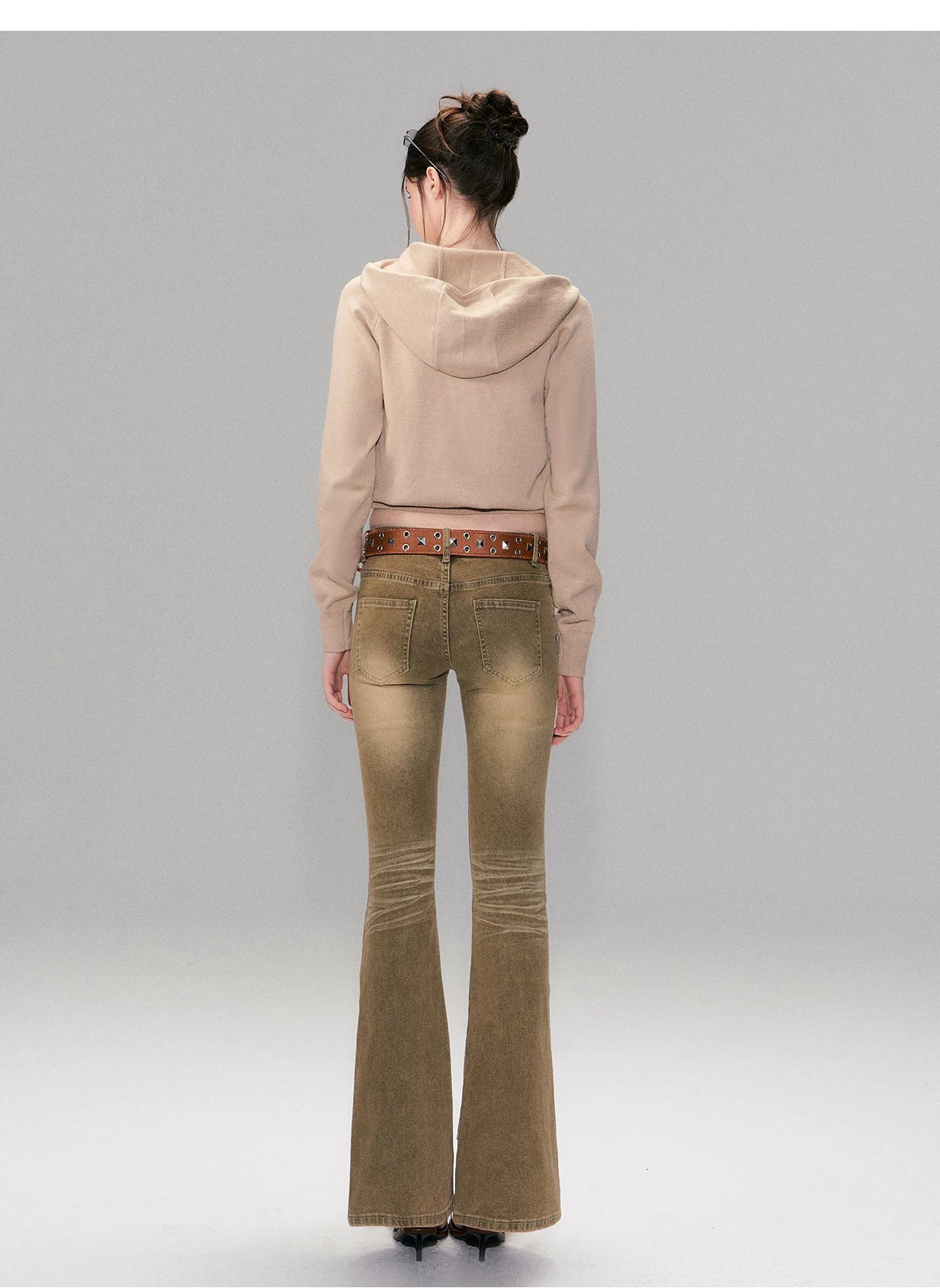 Low-Rise Distressed Washed Denim Jeans