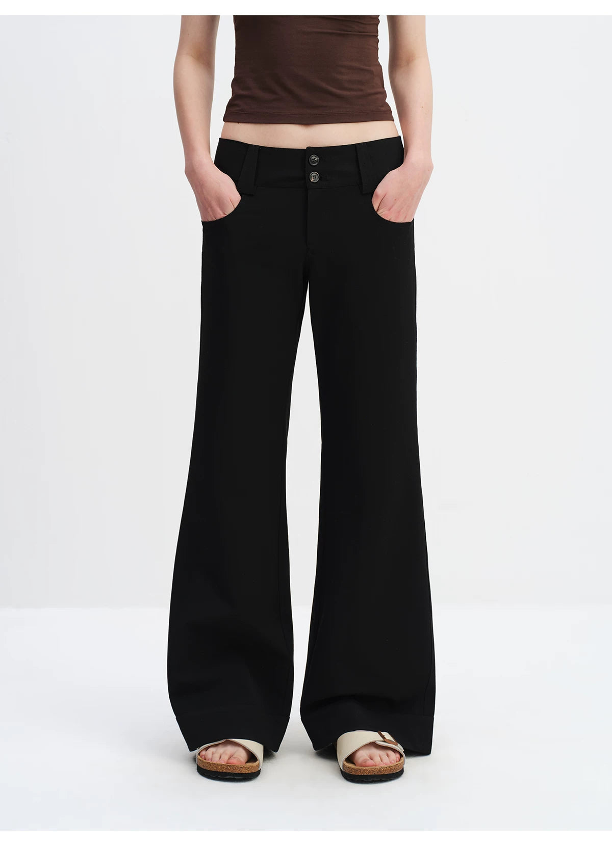 Low-Rise Wide-Leg Tailored Trousers